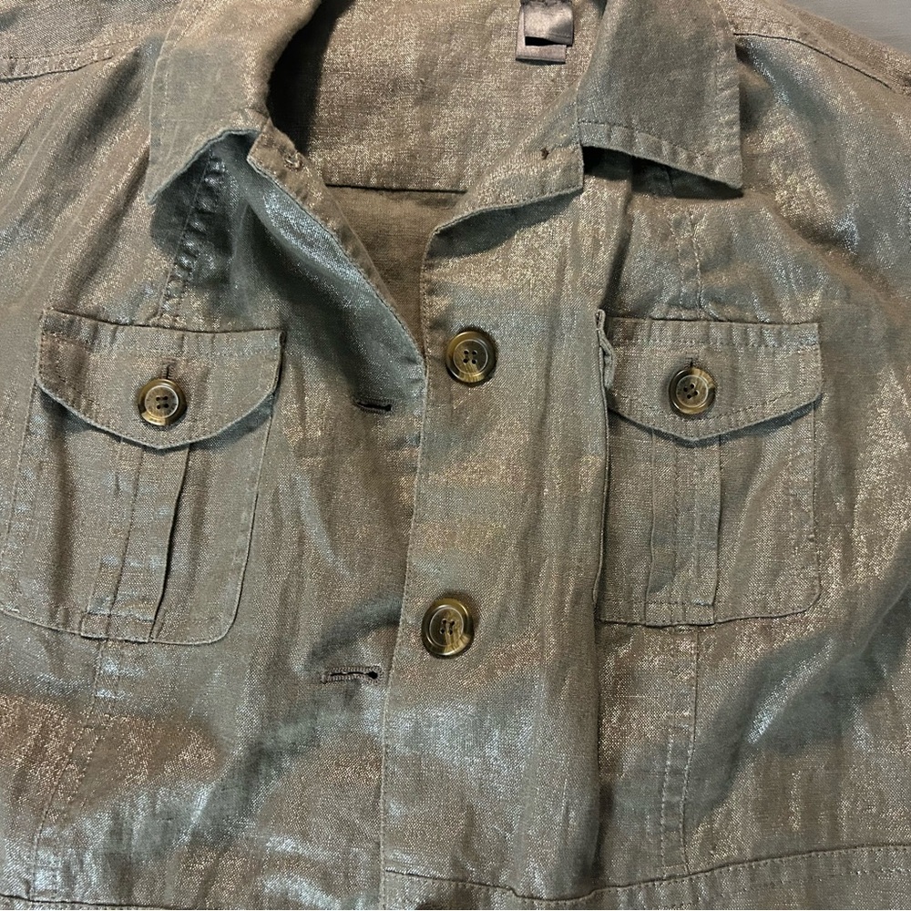 Liz Claiborne Metallic Gold Jean Jacket - Picture 3 of 4